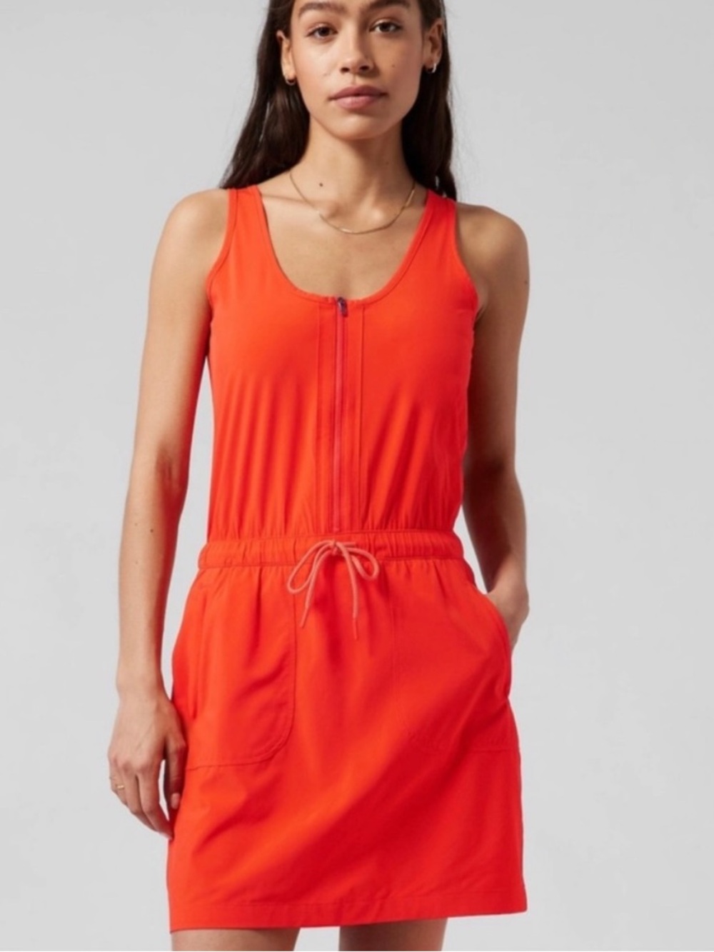 Athleta Skort Expedition bright vermillion red hiking dress sz 10 outdoor court